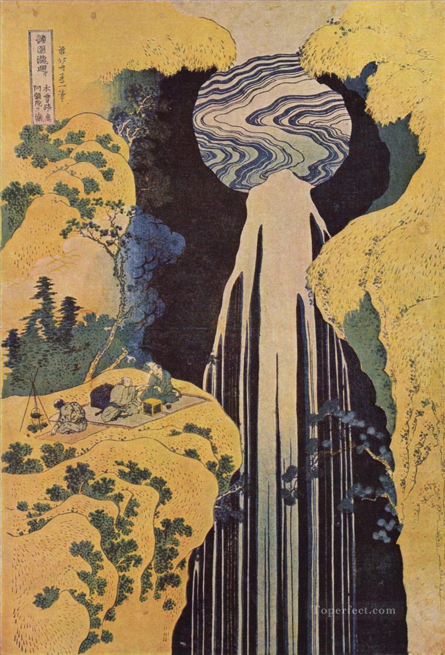 the waterfall of amida behind the kiso road Katsushika Hokusai Ukiyoe Oil Paintings